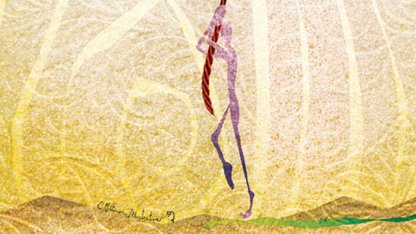 yellow image with pale thin person